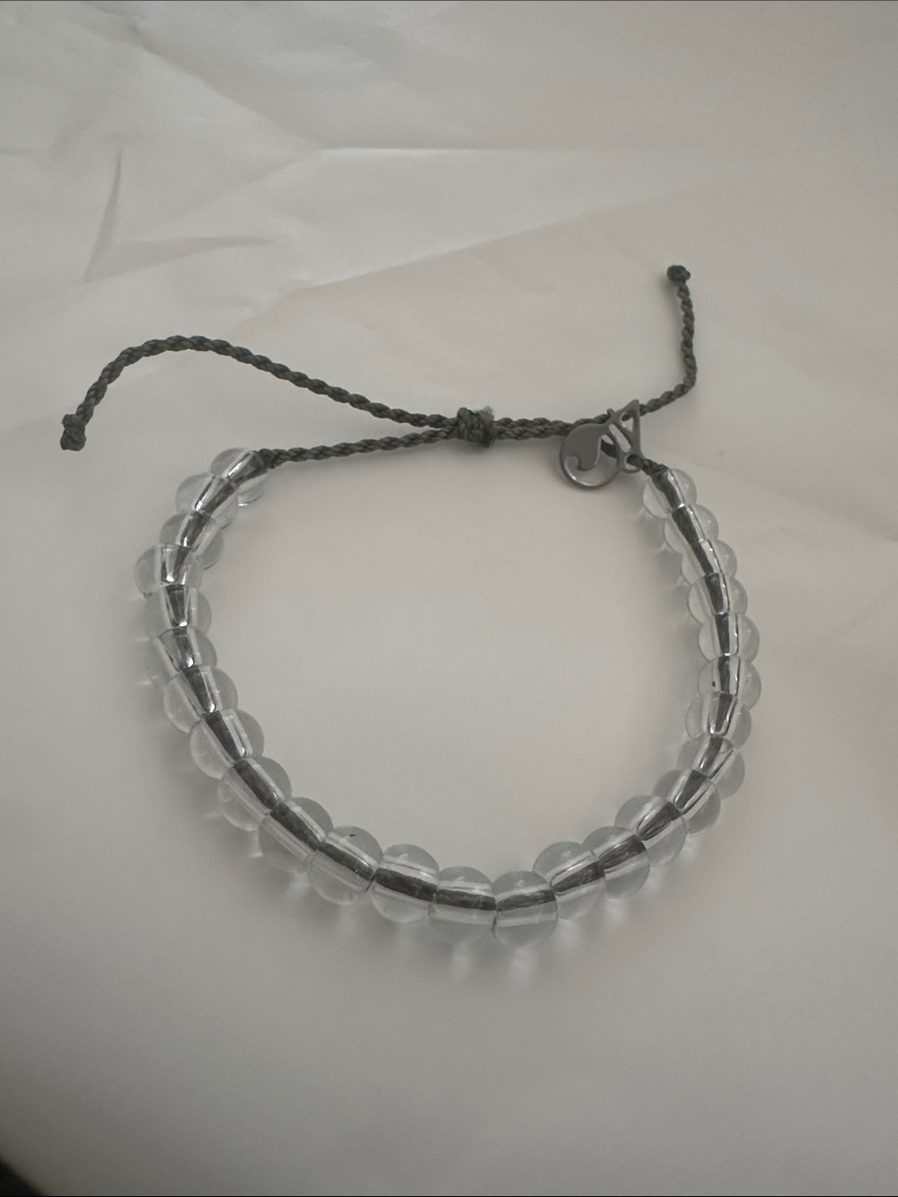 NWOT 4ocean Clear Beaded Green Adjustable Cord Bracelet